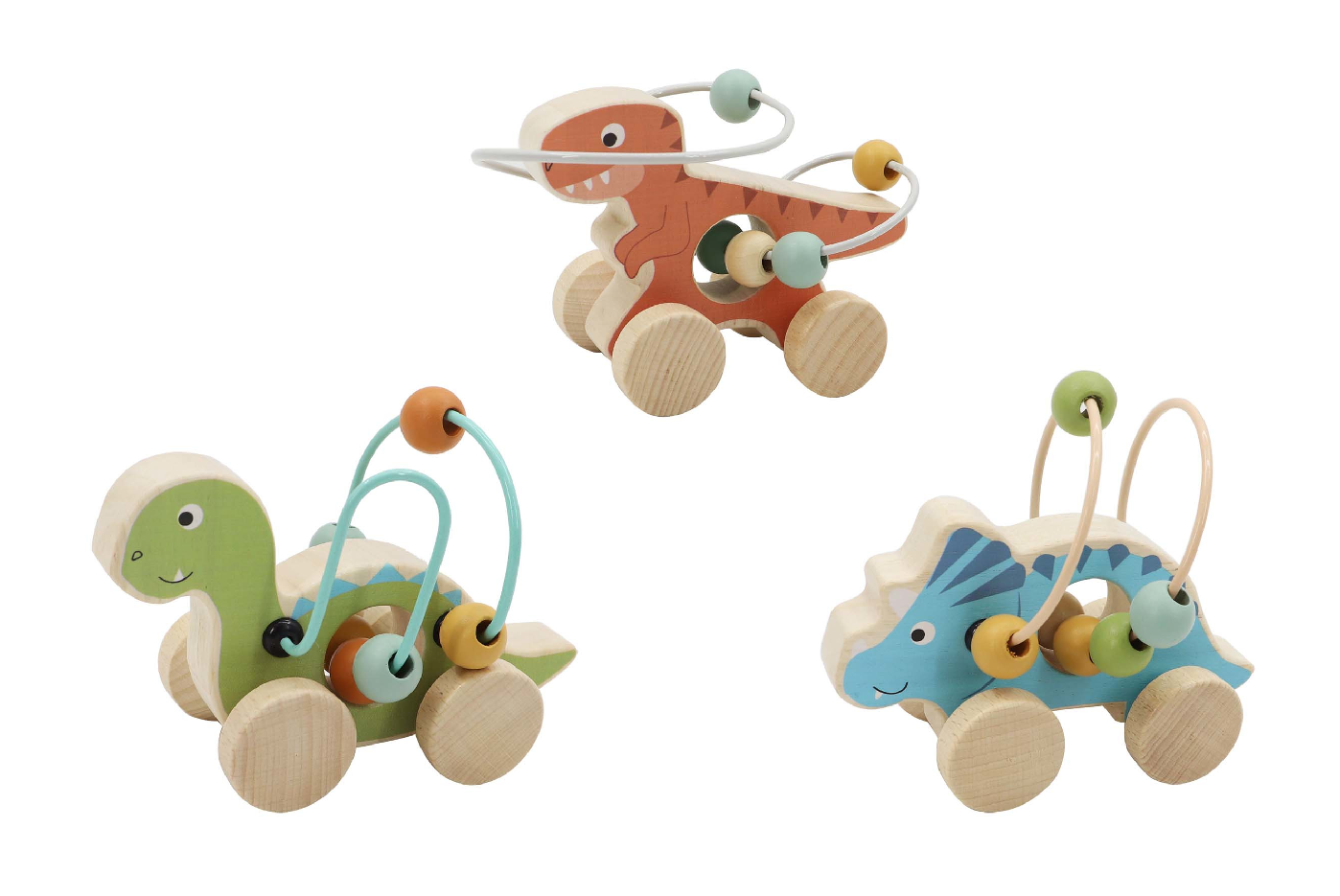 Wooden Wheelie Dino with Bead Maze Gifts and Accessories ToysLink