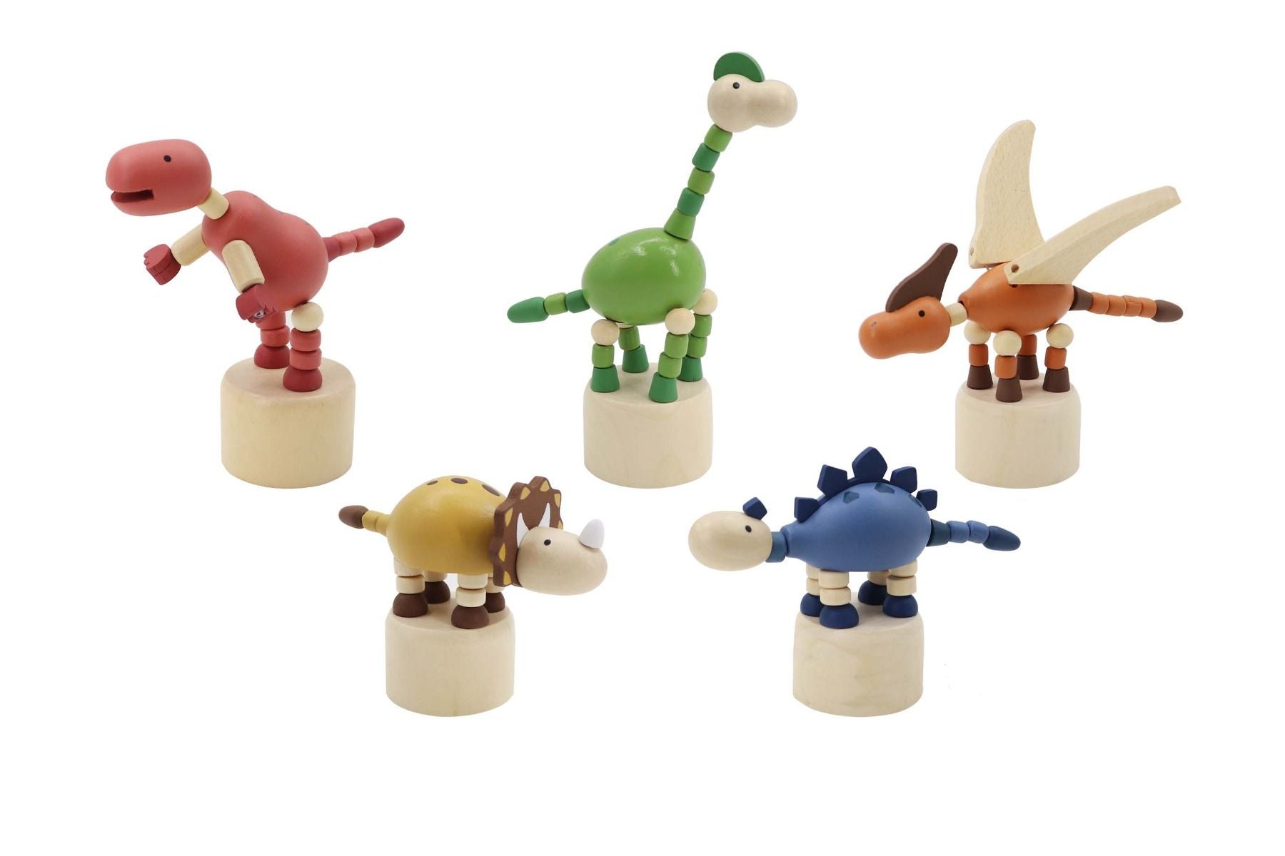 Wooden Dinosaur Press Toy Gifts and Accessories ToysLink Green