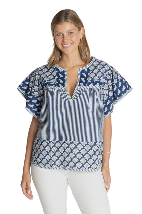 Mississippi Ruffle Top Navy Tops Ibisa