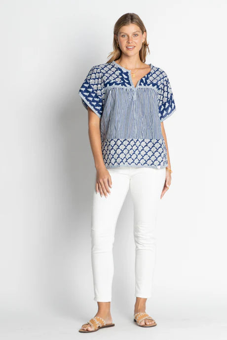 Mississippi Ruffle Top Navy Tops Ibisa