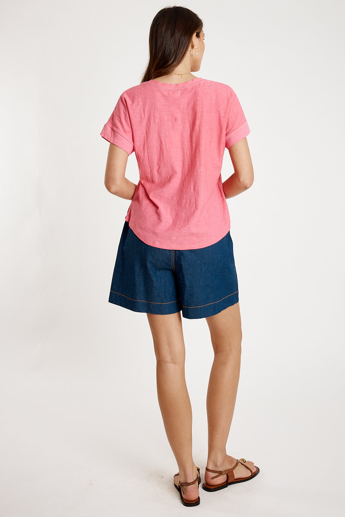 T-shirt Plain Round Neck Carnation - Global Free Style