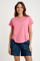 T-shirt Plain Round Neck Carnation - Global Free Style