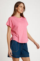 T-shirt Plain Round Neck Carnation - Global Free Style