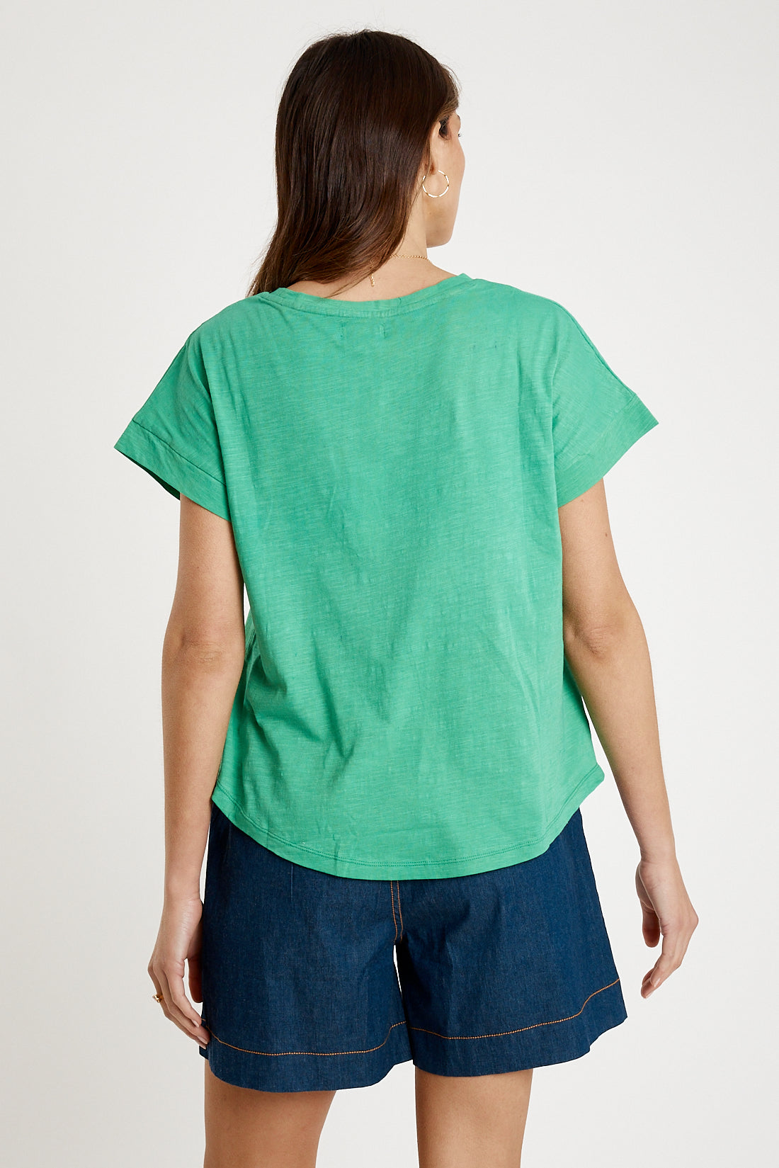 T-shirt Plain Round Neck Emerald Tops Ibisa