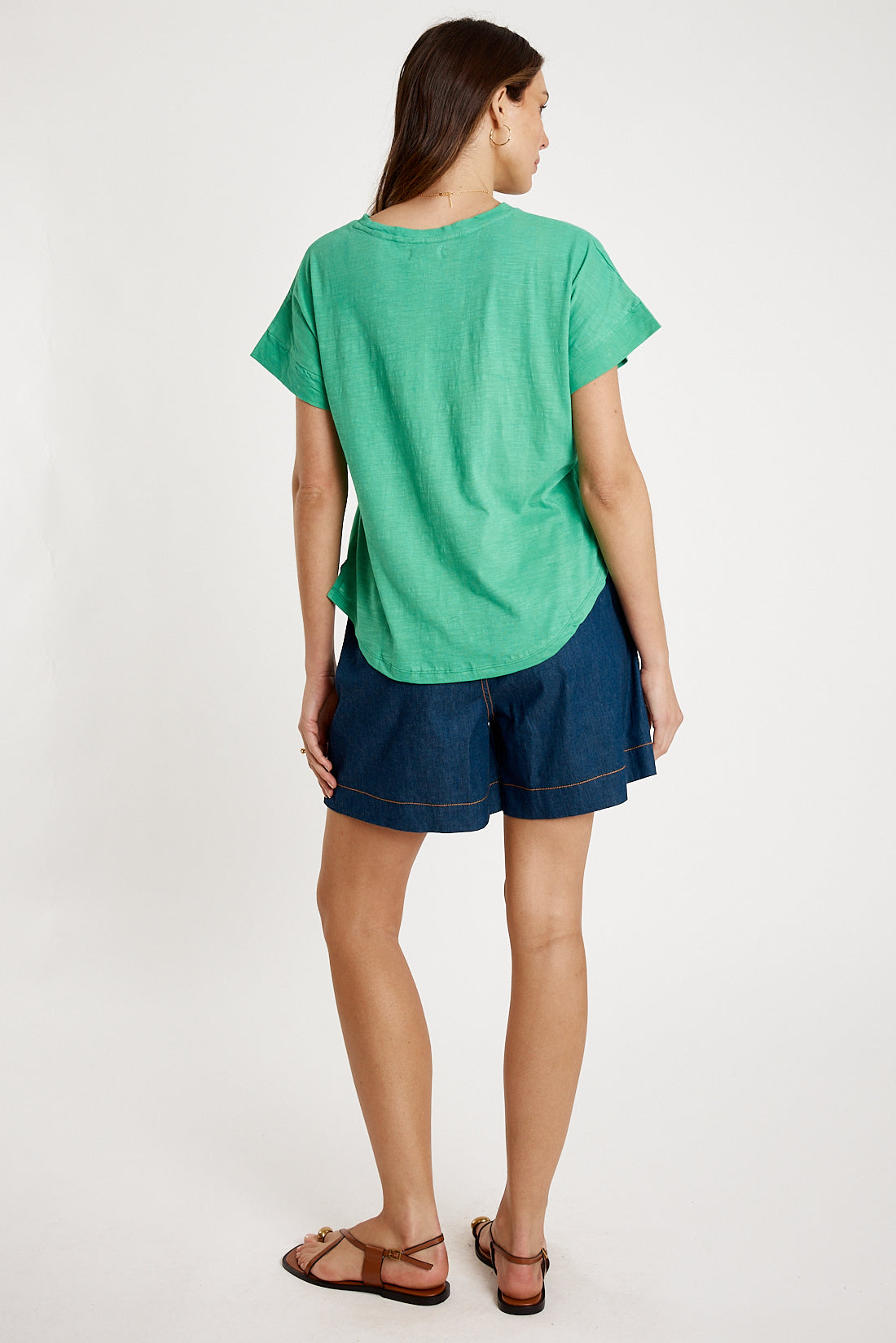 T-shirt Plain Round Neck Emerald Tops Ibisa