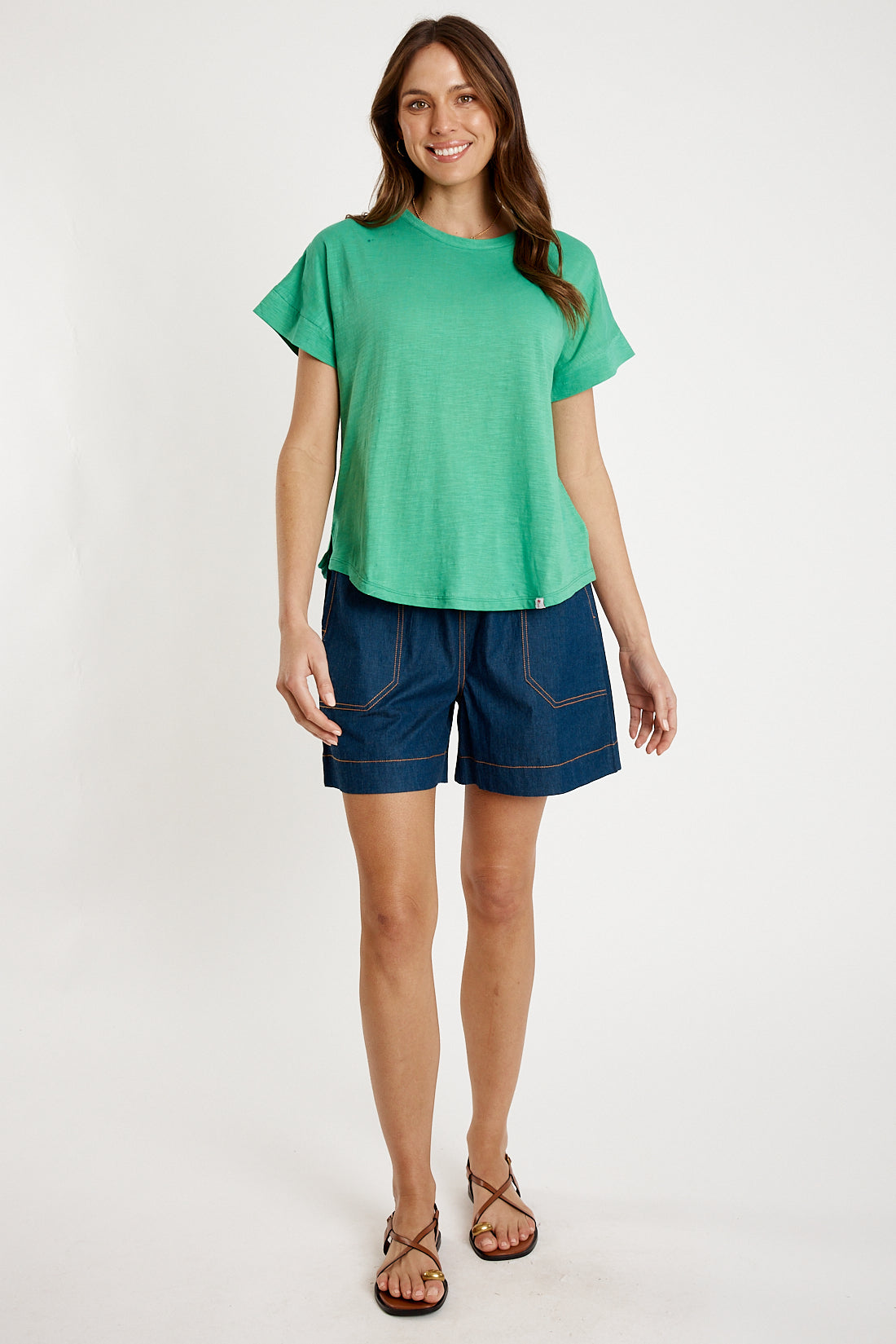 T-shirt Plain Round Neck Emerald Tops Ibisa