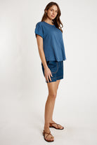 T-shirt Plain Round Neck Navy - Global Free Style