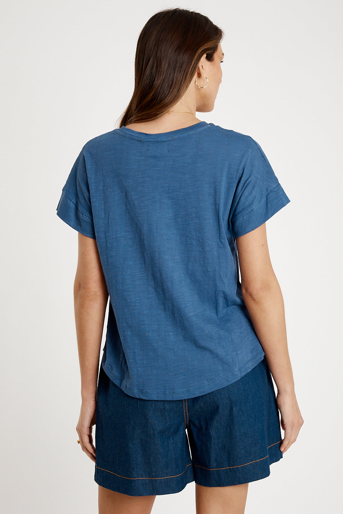 T-shirt Plain Round Neck Navy - Global Free Style