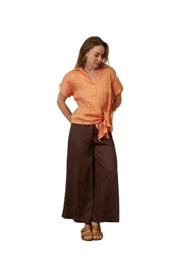 Baker Linen Shirt Papaya Tops Valeria Label M(10)