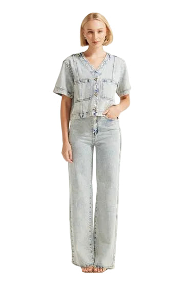 Wide Leg Denim Jeans Bottoms Valeria Label S(8)