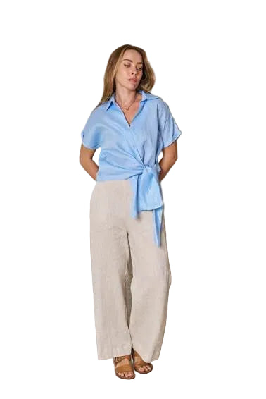 Baker Linen Shirt Light Blue Tops Valeria Label S(8)