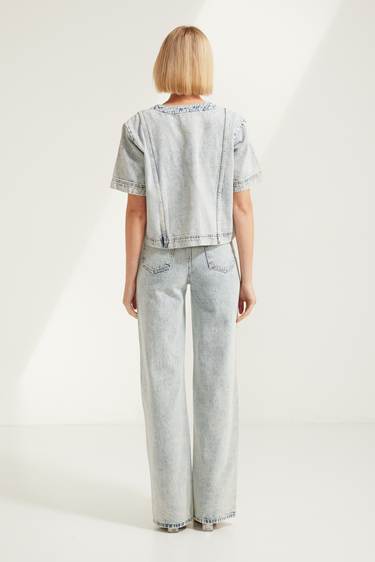 Wide Leg Denim Jeans Bottoms Valeria Label