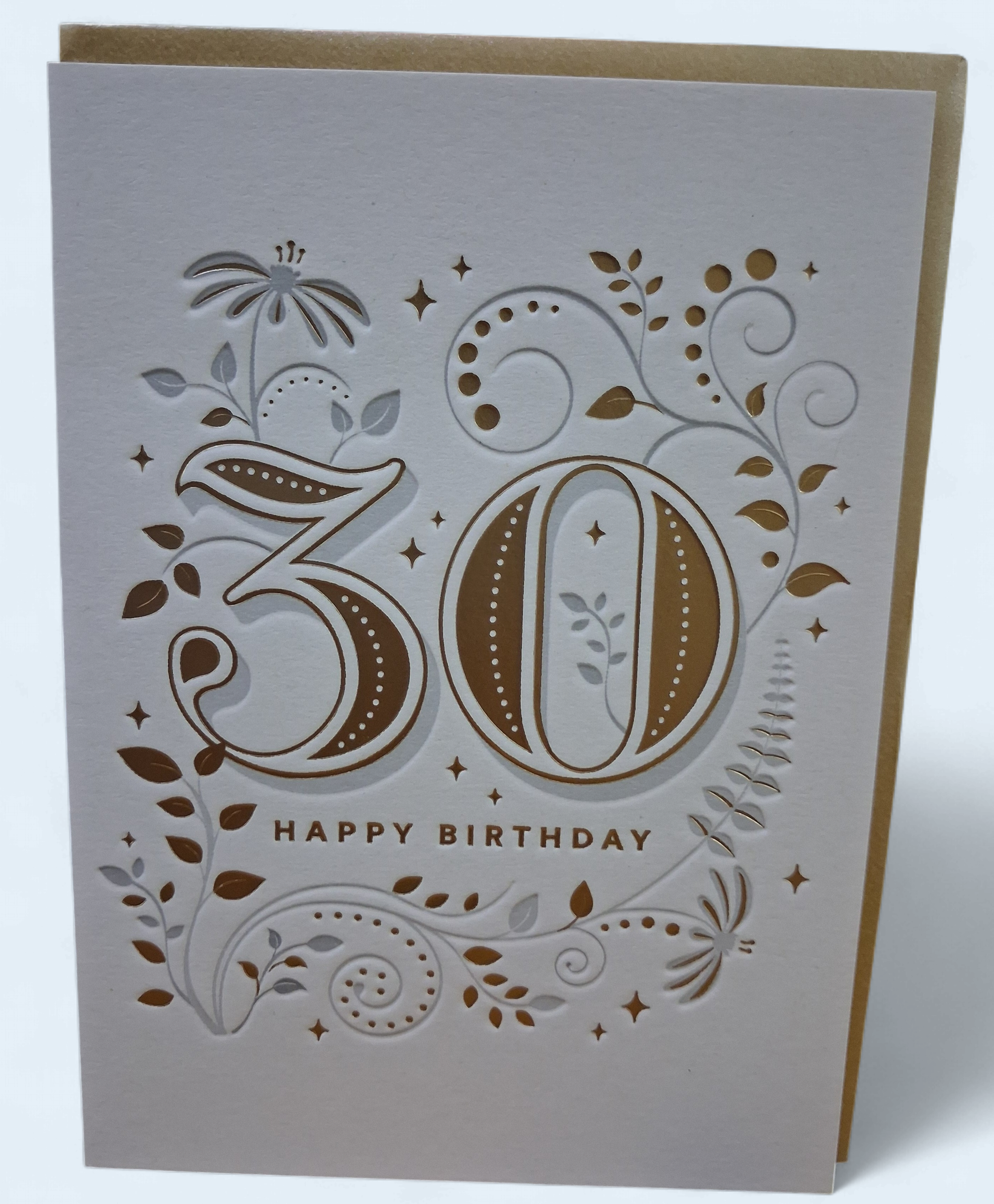 30th Birthday Card- Gold Embossed Cards and Wrap Waterlyn