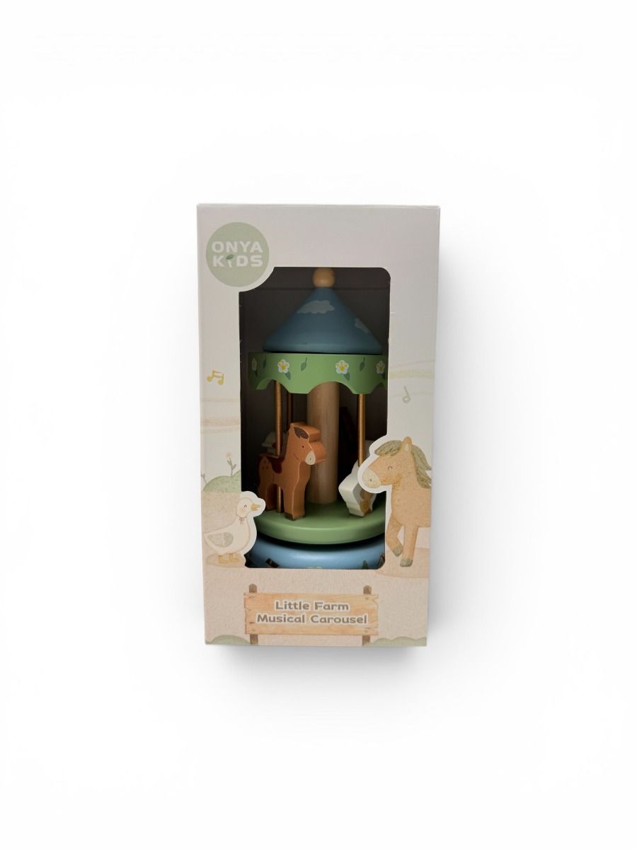 Onya Kids Wooden Farm Carousel Music Box Gifts and Accessories ToysLink