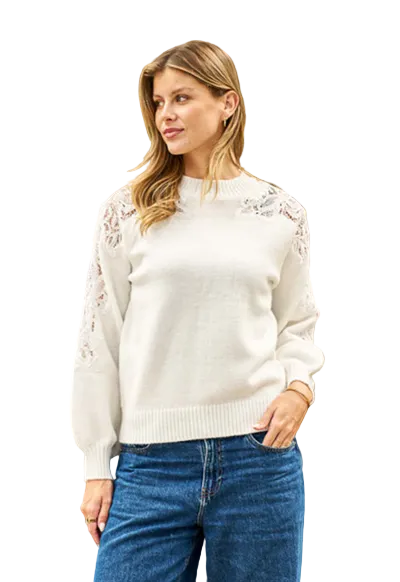 Reuben Sweater White Tops Boho S/M