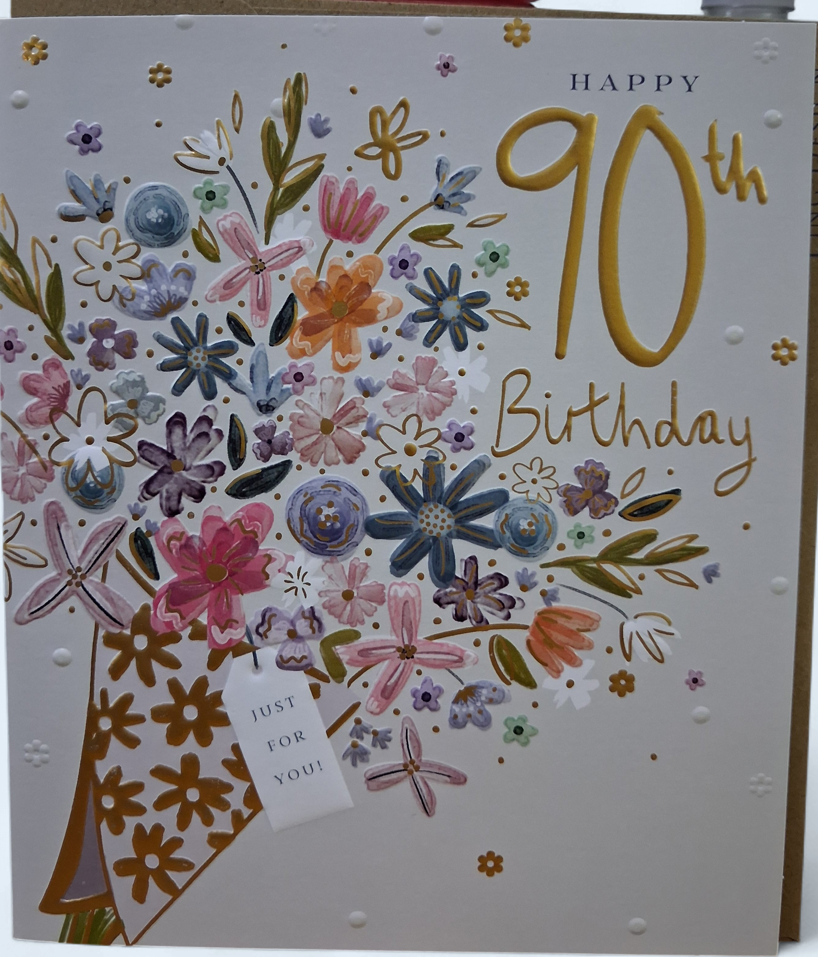 90th Birthday Card - Florals Cards and Wrap Waterlyn
