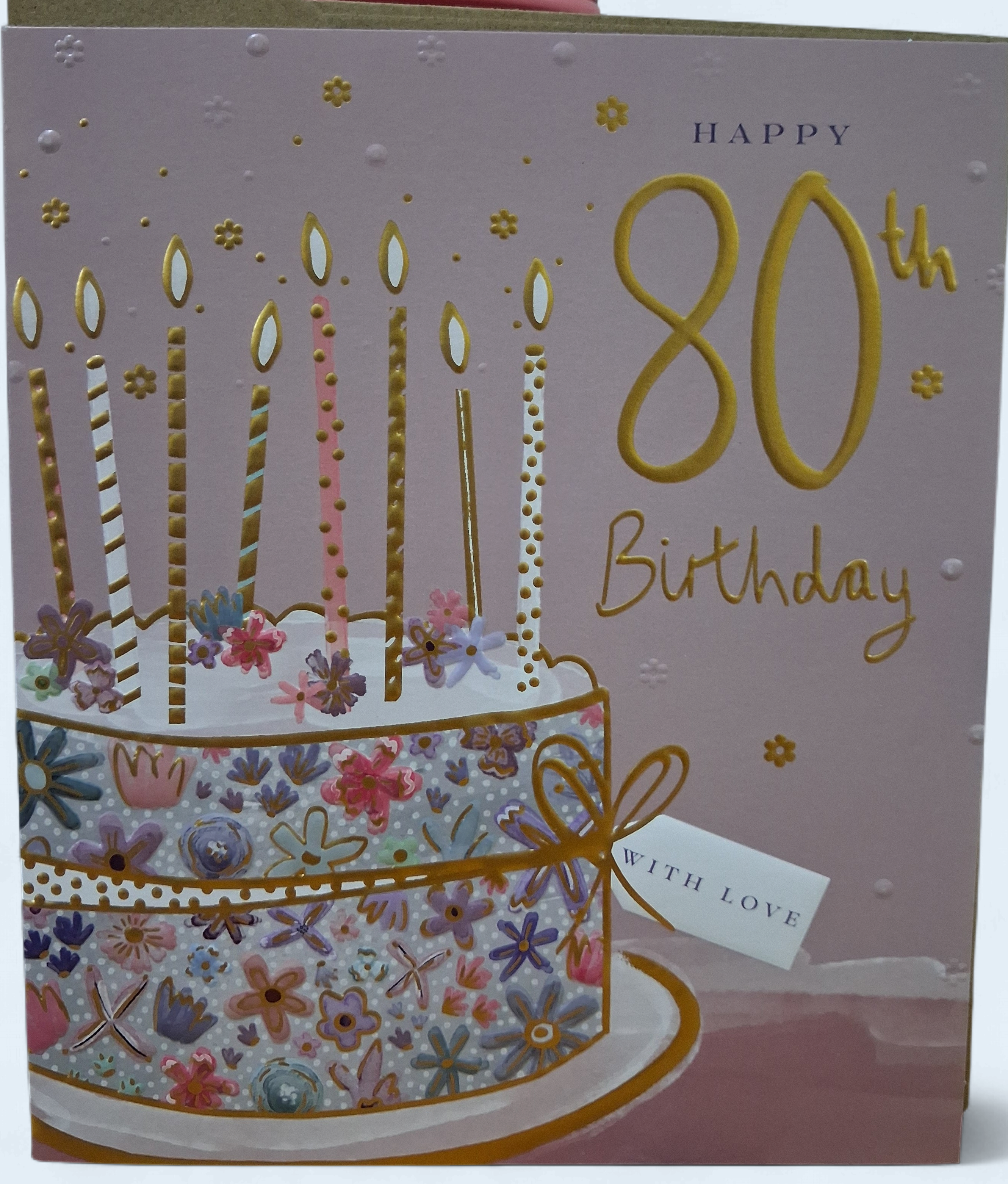 80th Birthday Card - Birthday Cake Cards and Wrap Waterlyn