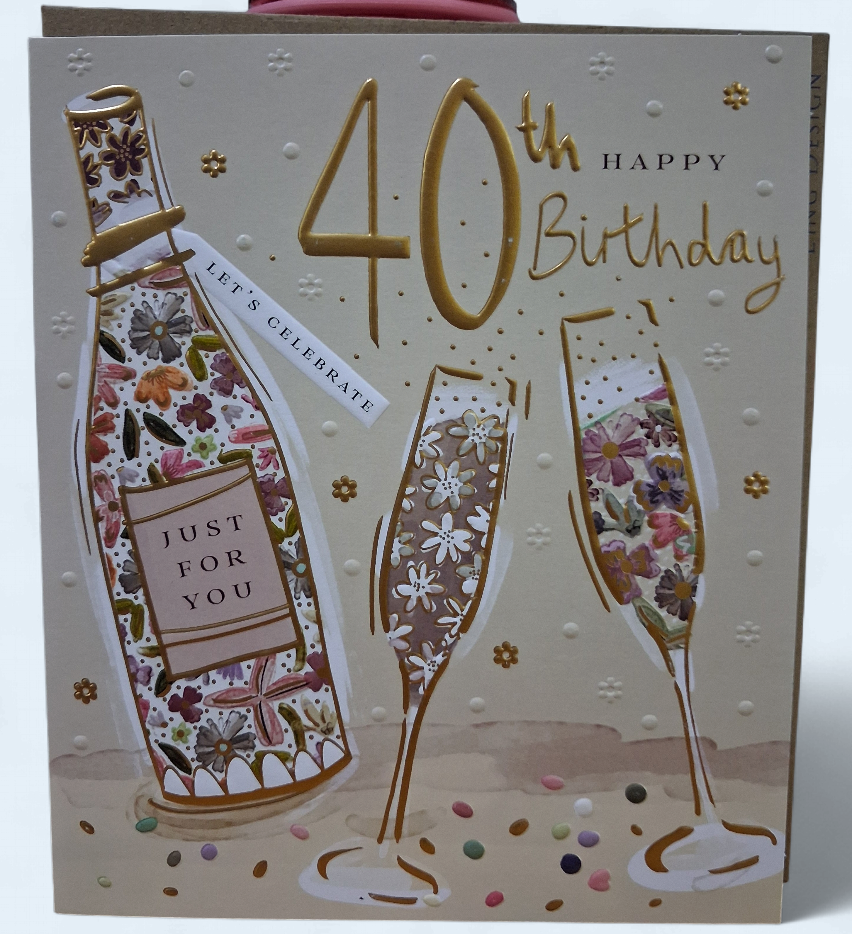 40th Birthday Card- Bottle and Glasses Cards and Wrap Waterlyn