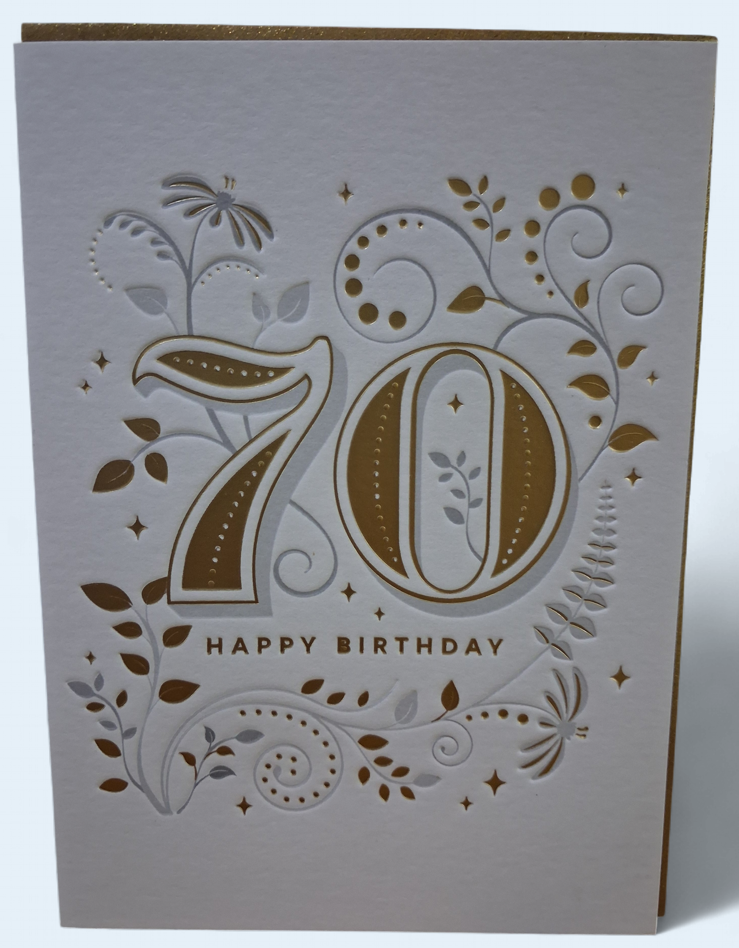 70th Birthday Card- Gold Embossed Cards and Wrap Waterlyn