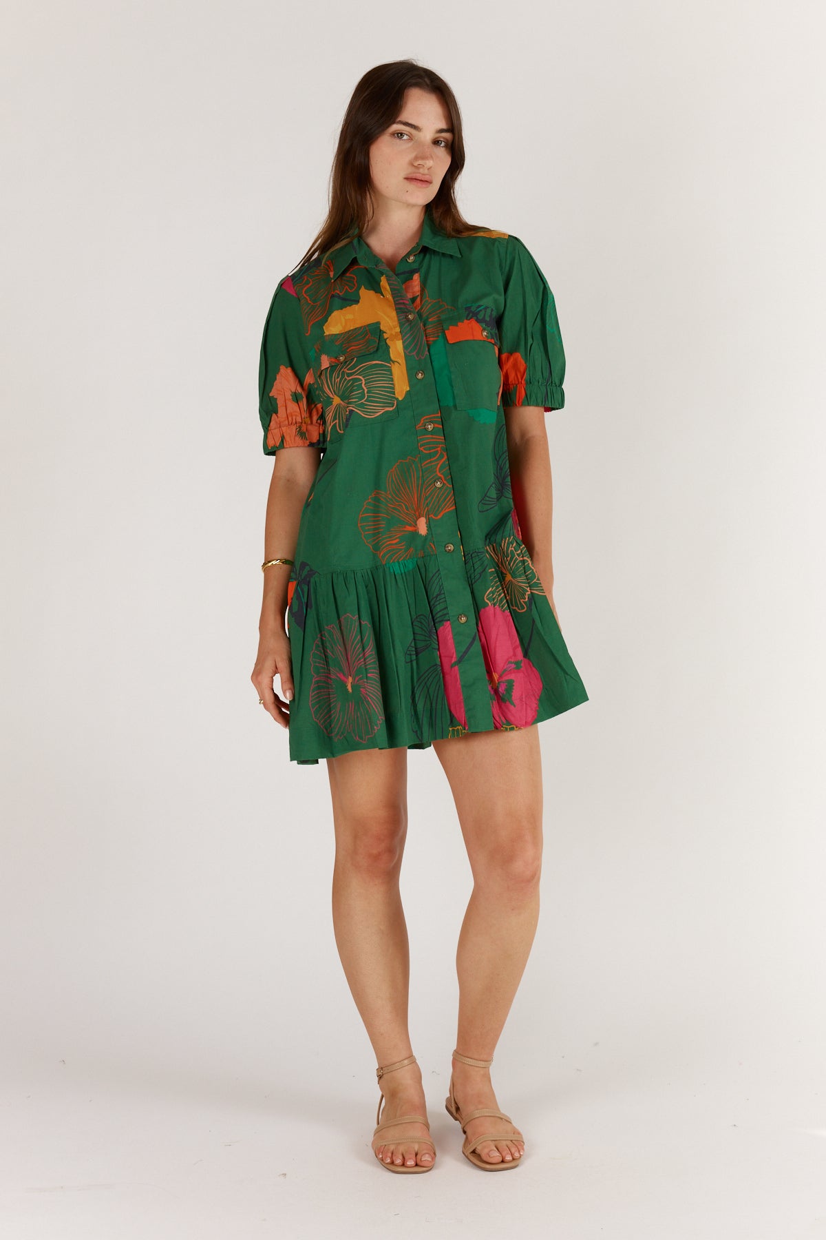 Florent Button Dress Green Dresses Itami