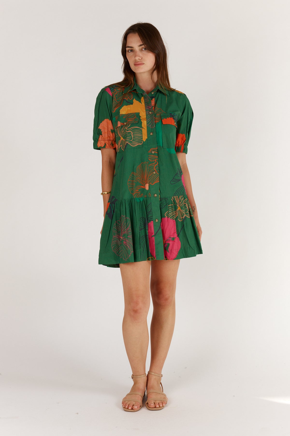 Florent Button Dress Green Dresses Itami