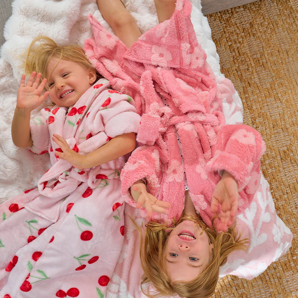 Kids Bath Robe Cosy Luxe Velvet Cherry Body Annabel Trends