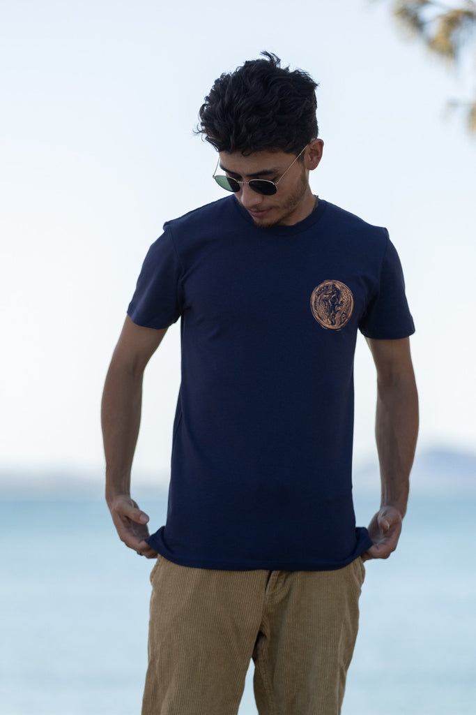 Yin Yang Midnight Blue T-shirt Mens Tops Skumi   