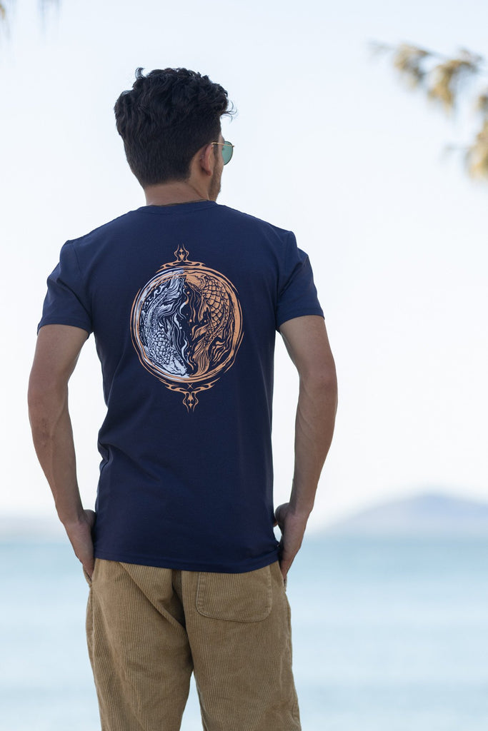 Yin Yang Midnight Blue T-shirt Mens Tops Skumi   