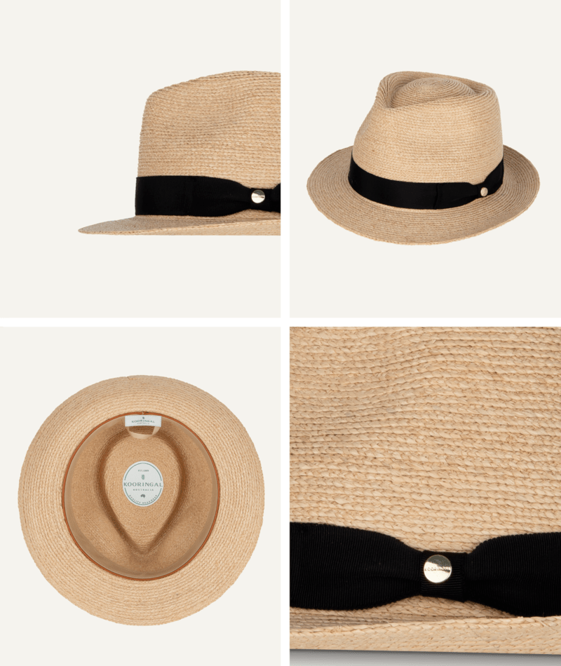 Palm Beach Womens Fedora Natural/Black Hats & Millinery Kooringal
