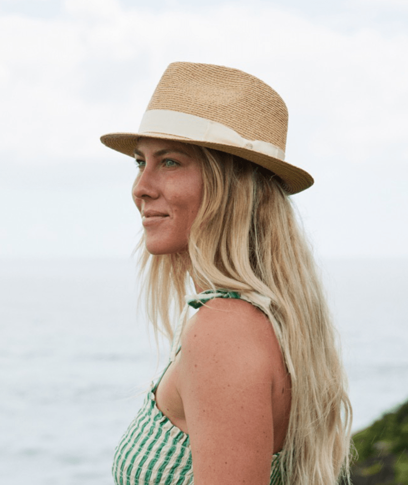 Palm Beach Womens Fedora Natural/Ivory Hats & Millinery Kooringal