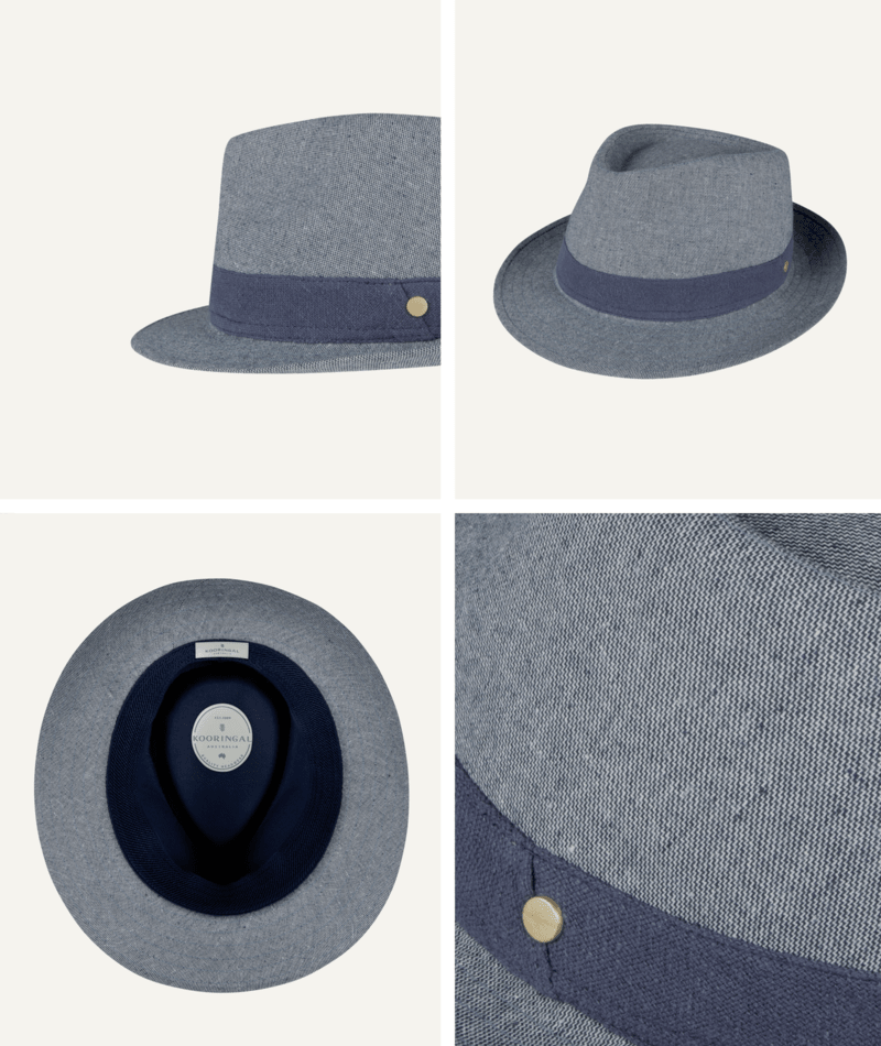 Double Bay Womens Fedora Denim Blue Hats & Millinery Kooringal