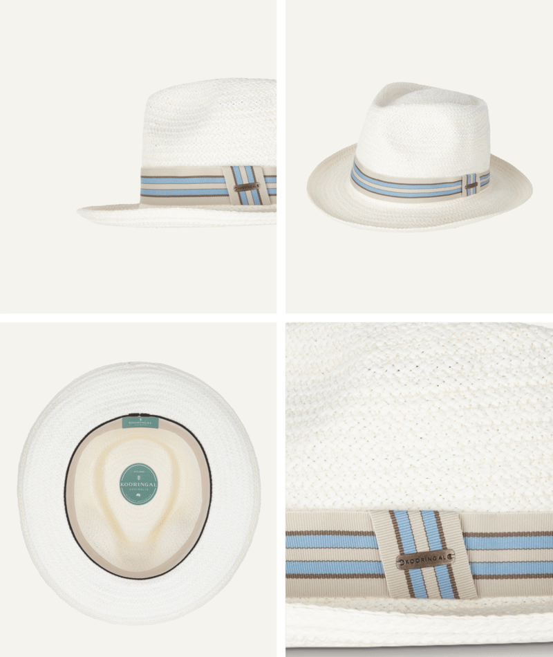 Hervey Bay Mens Fedora White Mens Hats Kooringal