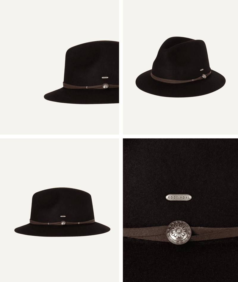 Matilda Womens Mid Brim Black Hats & Millinery Kooringal