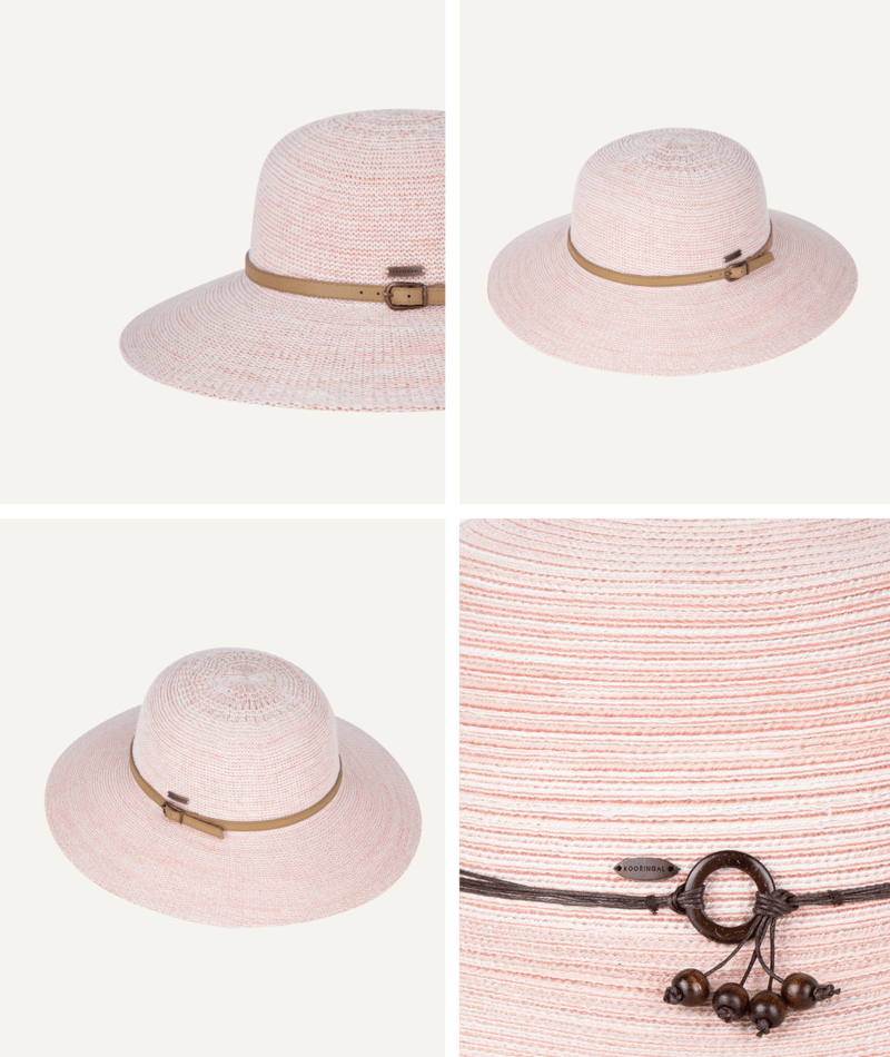 Leslie Womens Wide Brim Peach Hats & Millinery Kooringal
