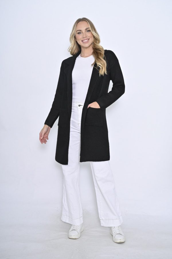 Long Cardigan With Pocket Black Jackets New u Collection LXL(14-16)  