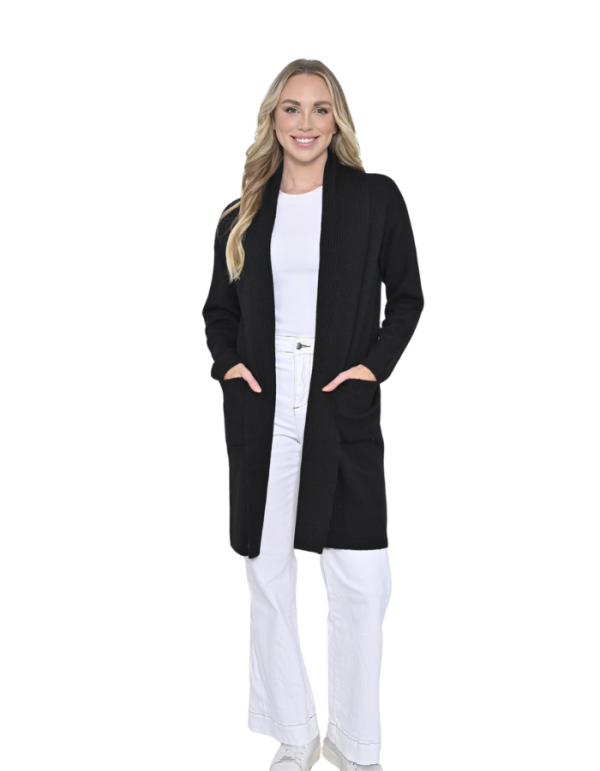 Long Cardigan With Pocket Black Jackets New u Collection   