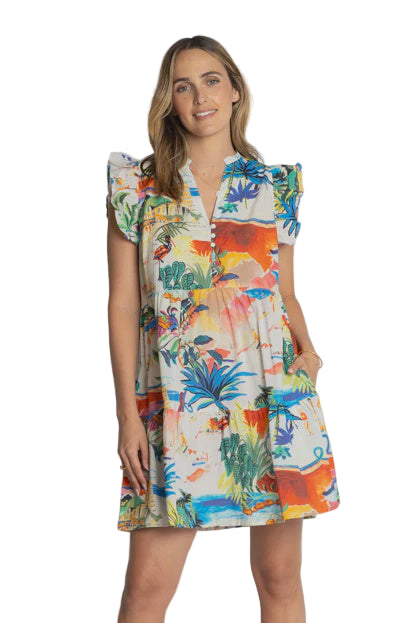 Alba Ruffle Dress Print Dresses Lula Life XS(6-8)