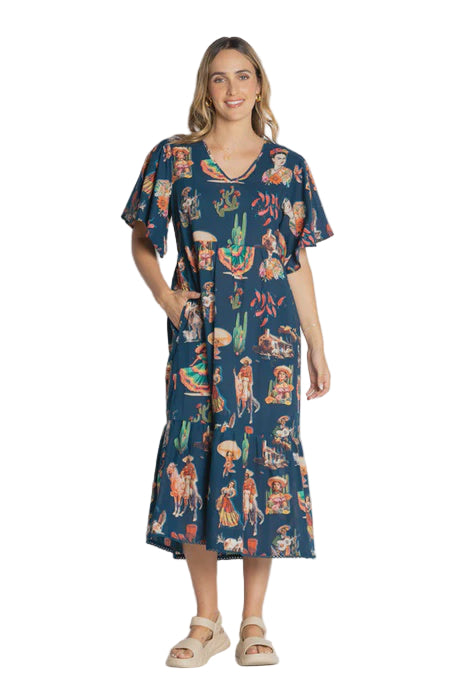 Arriba Midi Navy Dresses Lula Life XS(6-8)
