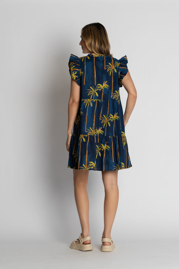 Badira Ruffle Dress Navy Dresses Lula Life