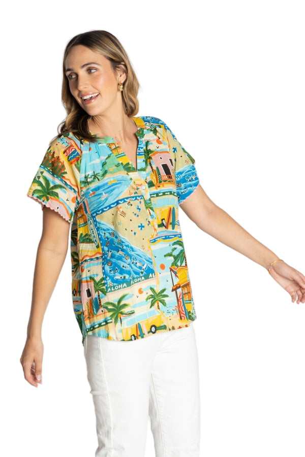 Caleta Top Print Tops Lula Life S(8-10)