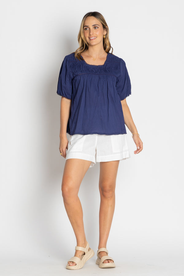 Celeste Cropped Top Navy Tops Lula Life