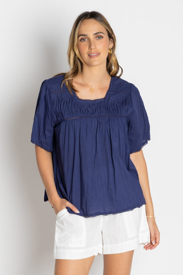 Celeste Cropped Top Navy Tops Lula Life