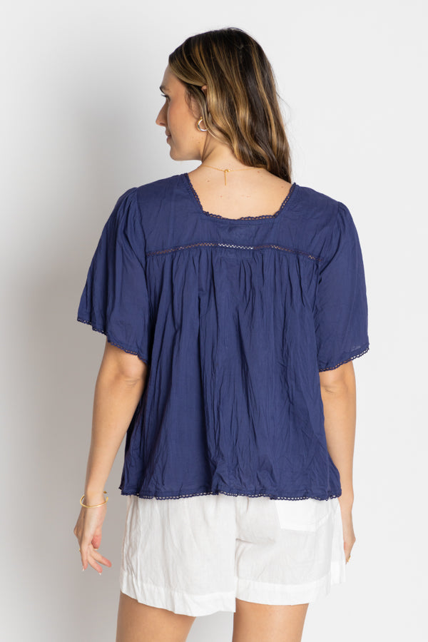 Celeste Cropped Top Navy Tops Lula Life