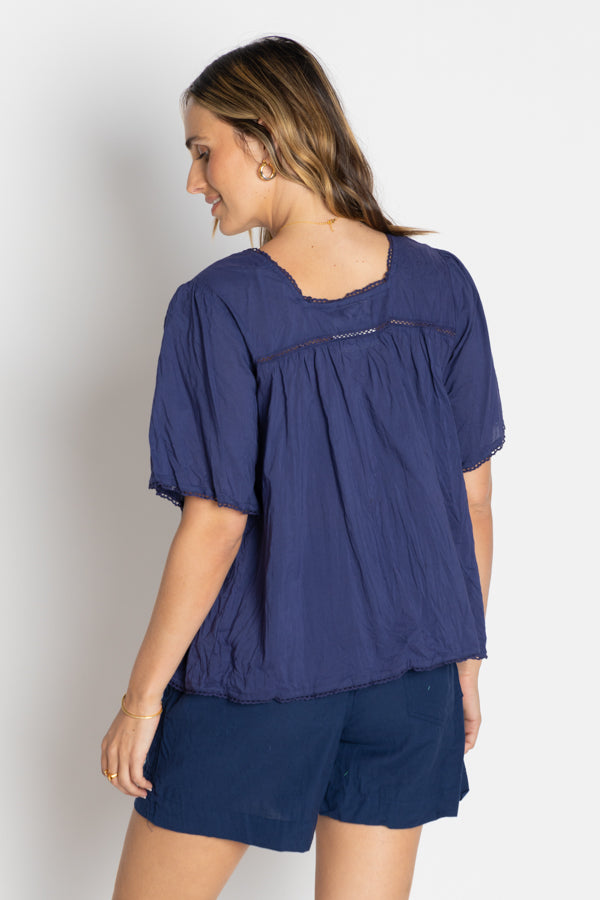 Celeste Cropped Top Navy Tops Lula Life