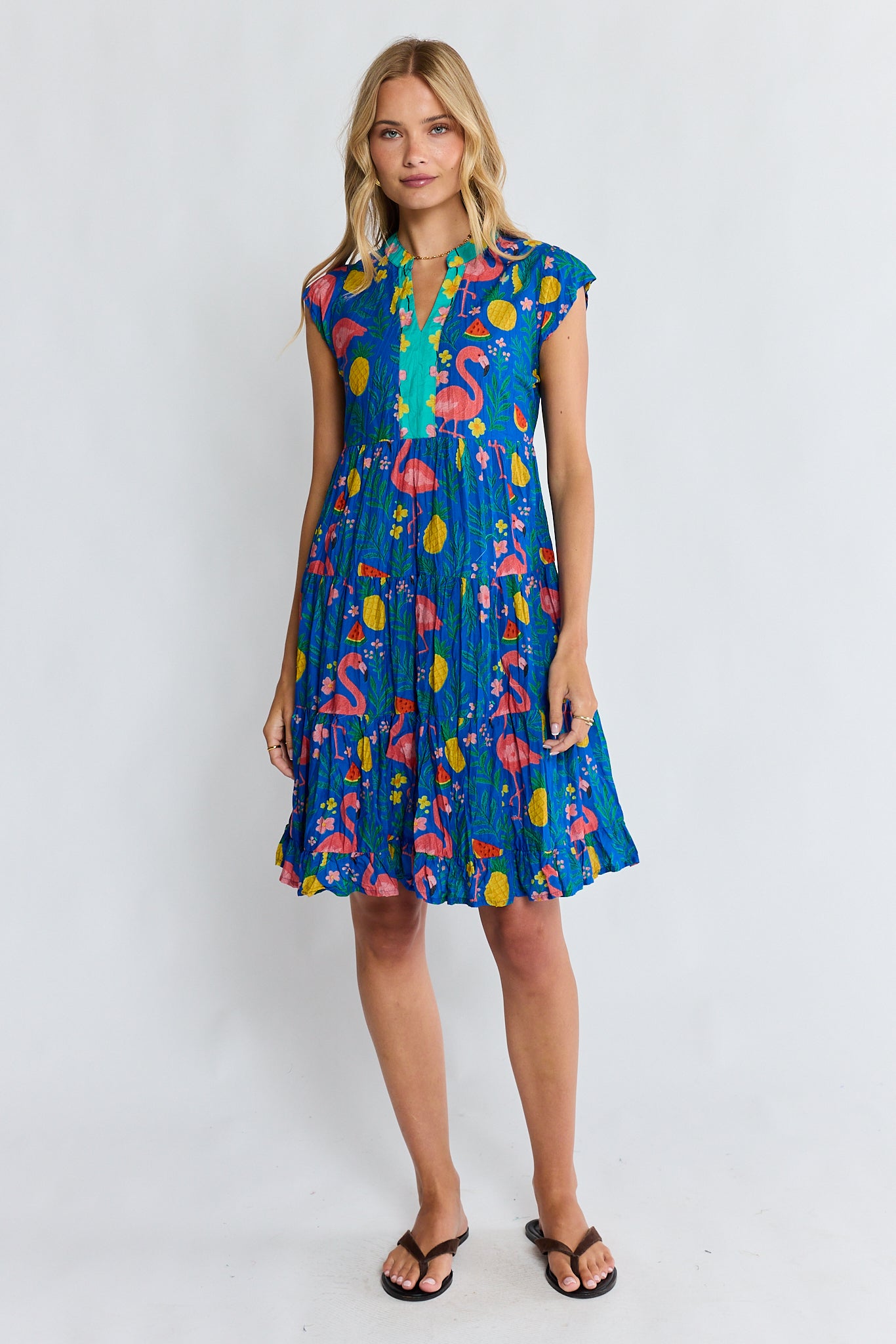 Flamingo Tier Dress Azure Dresses Lula Life