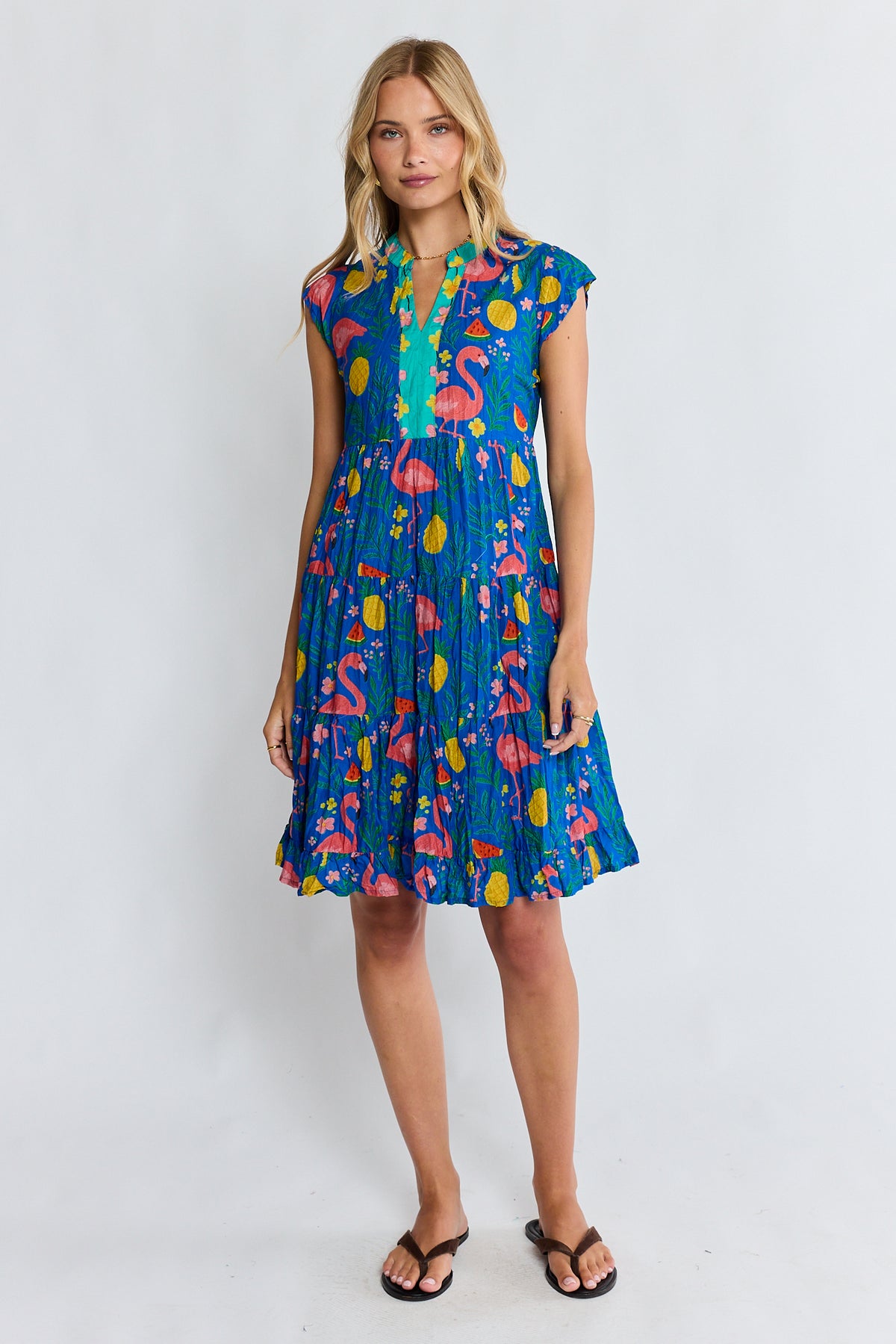 Flamingo Tier Dress Azure Dresses Lula Life