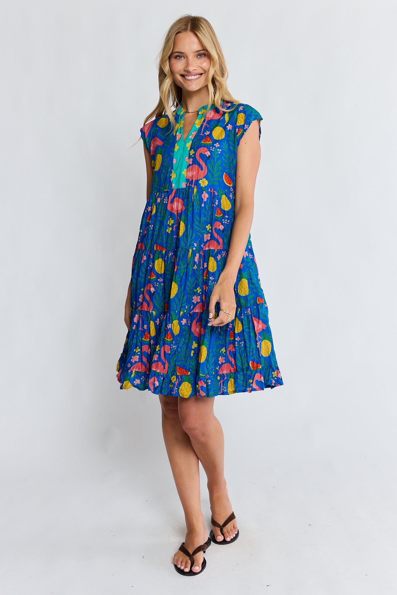 Flamingo Tier Dress Azure Dresses Lula Life