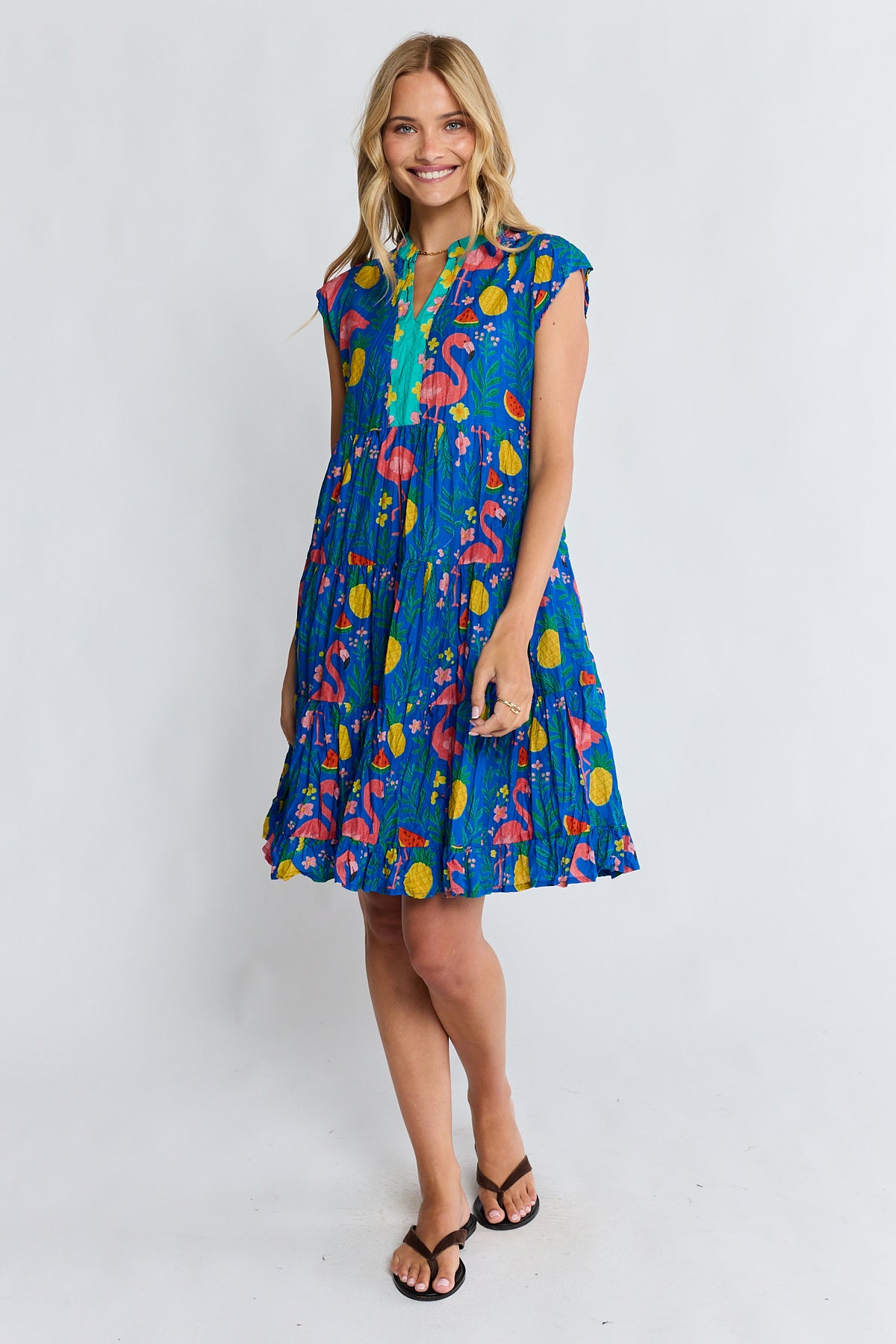 Flamingo Tier Dress Azure Dresses Lula Life