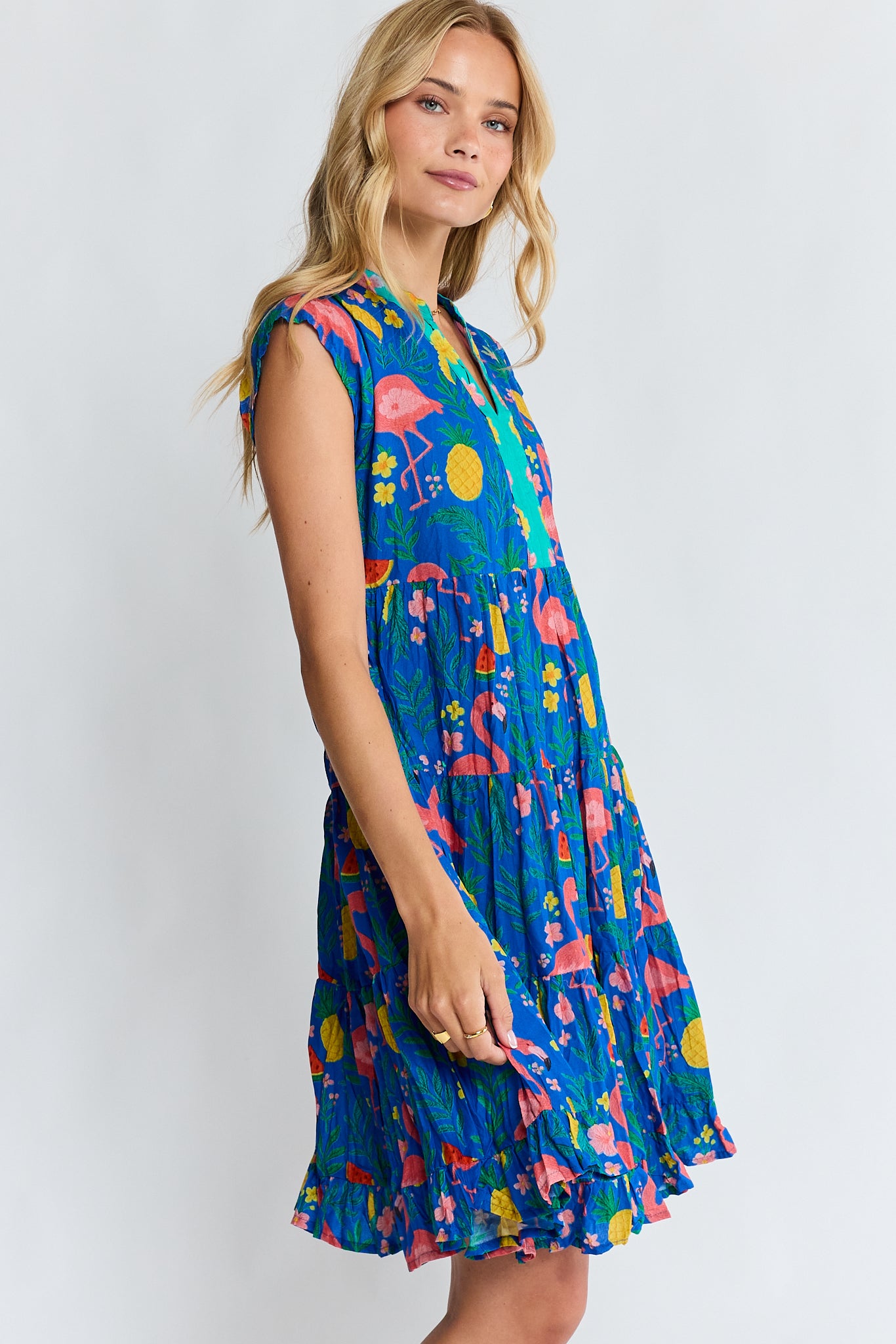 Flamingo Tier Dress Azure Dresses Lula Life