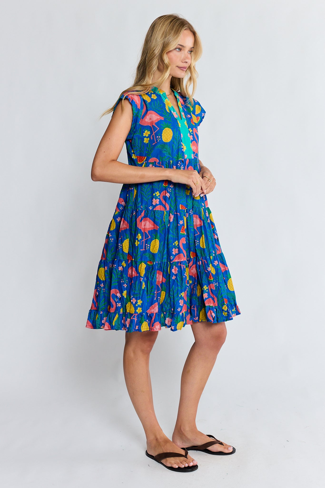 Flamingo Tier Dress Azure Dresses Lula Life